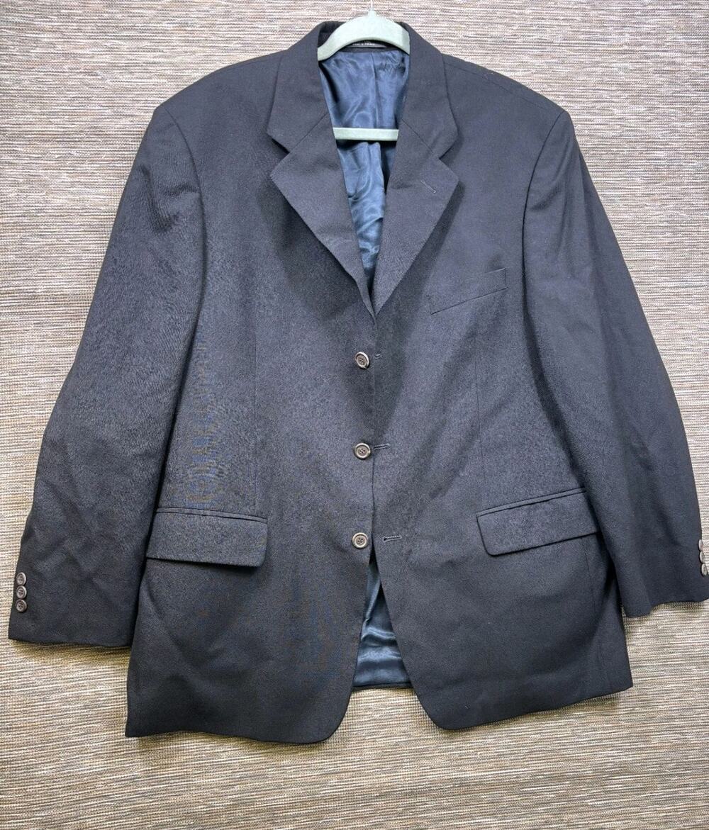 Vintage Eddie Bauer Men's Wool Blazer Jacket Size 42R Black 3 Buttons Closure